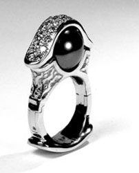 "Temple" Black Pearl Ring